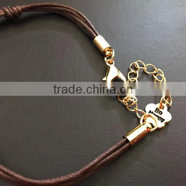 gold hamsa hand fatima hand evil eye charms bracelet wax cord bracelet