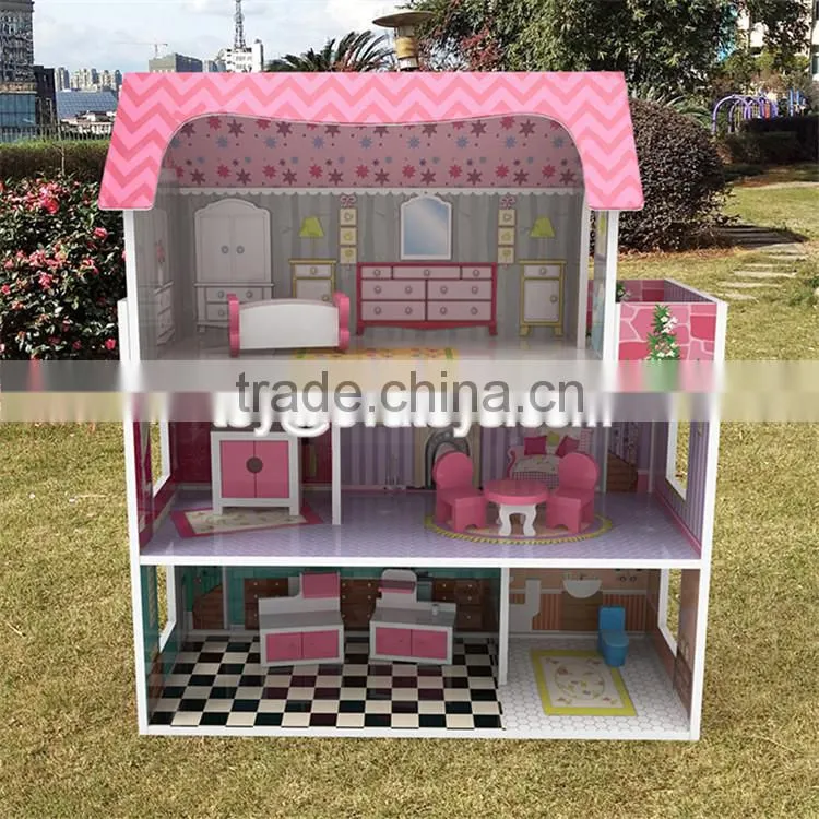 New design lovely girls toy sets wooden miniature house kits W06A235