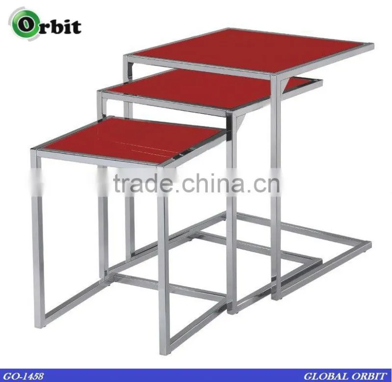 Home furniture Steel Center Table Modern Glass Nesting Table