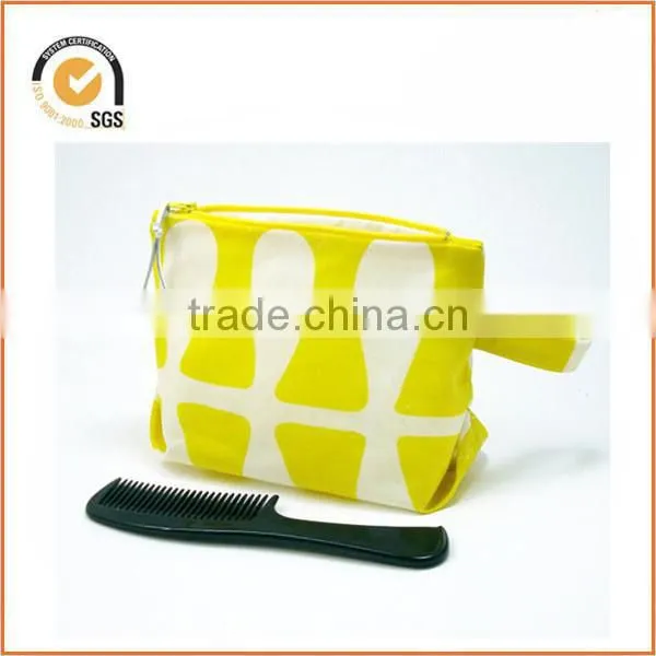 Waxed Canvas Cosmetic/Toiletry Zipper Pouch (Orange and Gray Floral) By Chiqun Dongguan CQ-H02001