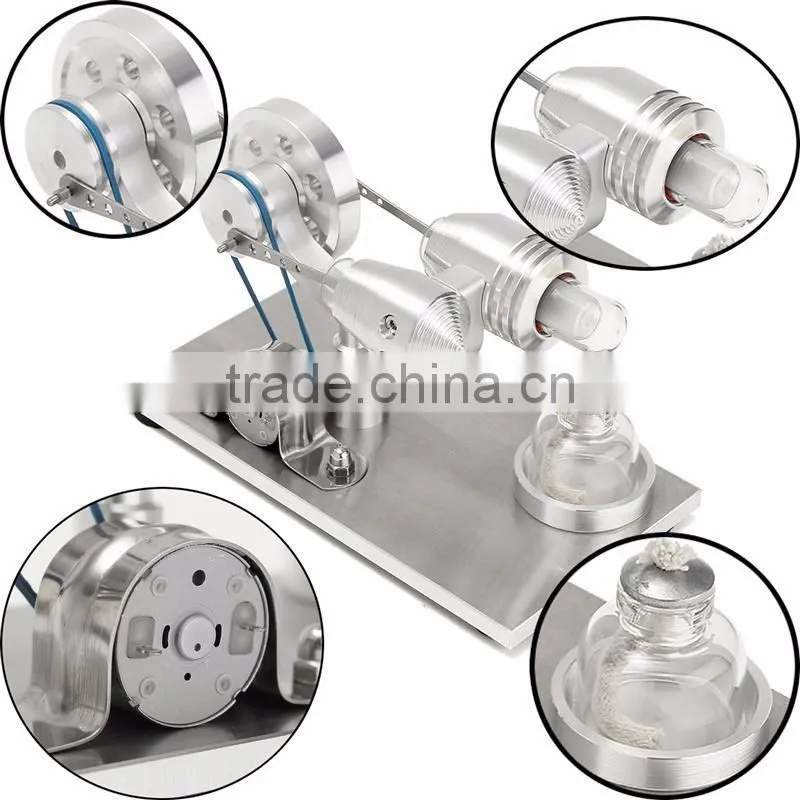 Stainless steel Mini Hot Air Stirling Engine Motor Model Educational Toy Kits