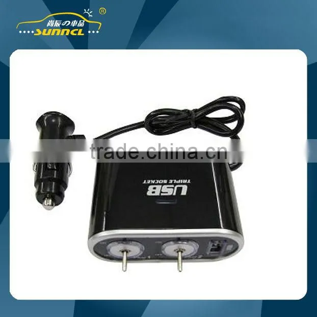1 to 2 USB Car Cigarette Lighter Adapter Socket with Switch for iPhone , Tablet , Samsung