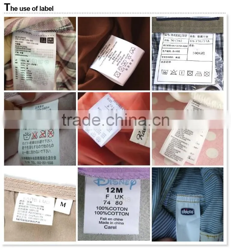 Customized Printed Satin Wash Care Label For Clothing