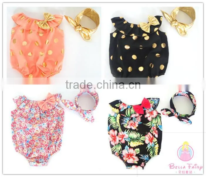 baby bodysuit, baby onesie, baby romper with headbands