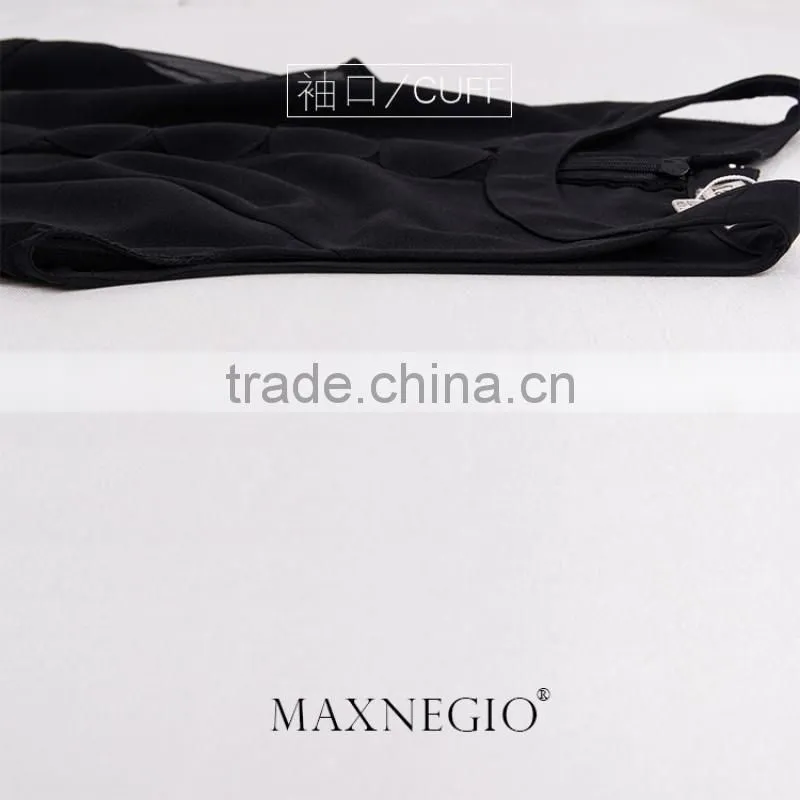 MaxNegio Brand Wholesale Fashion Chiffon 2016 Latest Design Jewel Neck Party Jumpsuit for Ladies