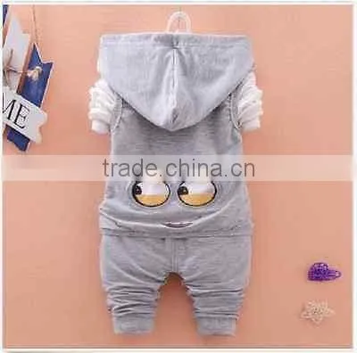 3PCS Baby Boys Girls Clothing Set Long Sleeve Shirt Pants Vest Hoodie