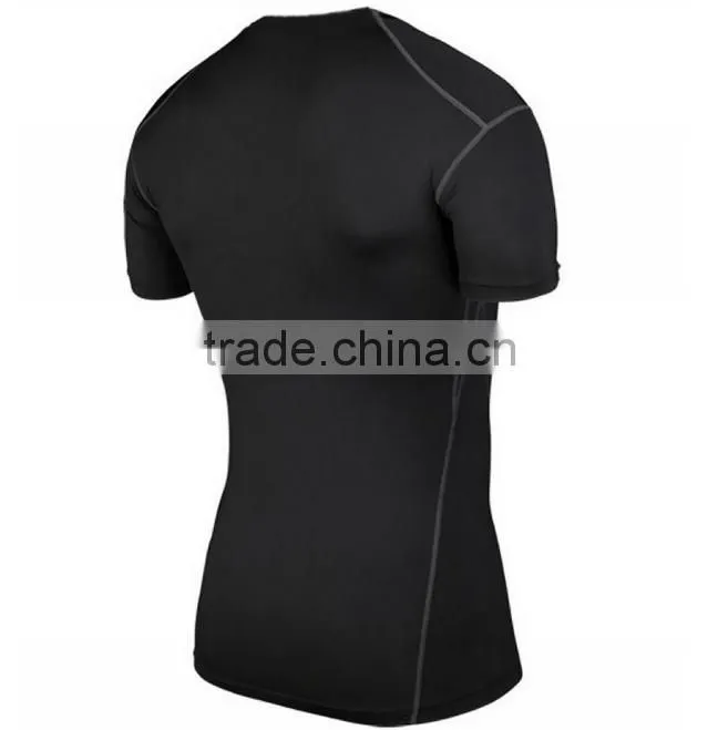2017 New Fashion Desgin Plain Color 88%Polyester 12%Spandex Breathable Stretch Tank top T-shirt Sport Men T shirt