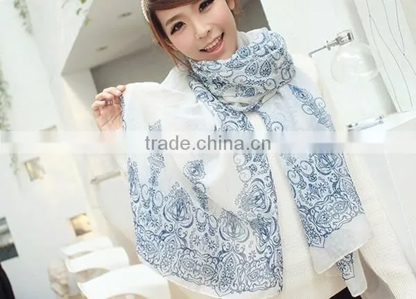 Hot sale chinese style 5 color choice high quality lady chiffon material shawl fashionable scarf