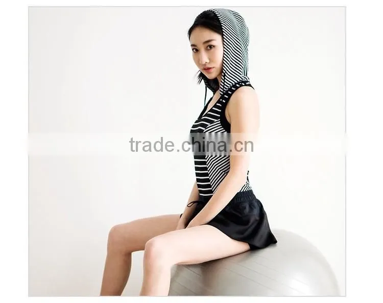 Wholesale sleeveless sports vest with hat summer workout wear ribbed tank top