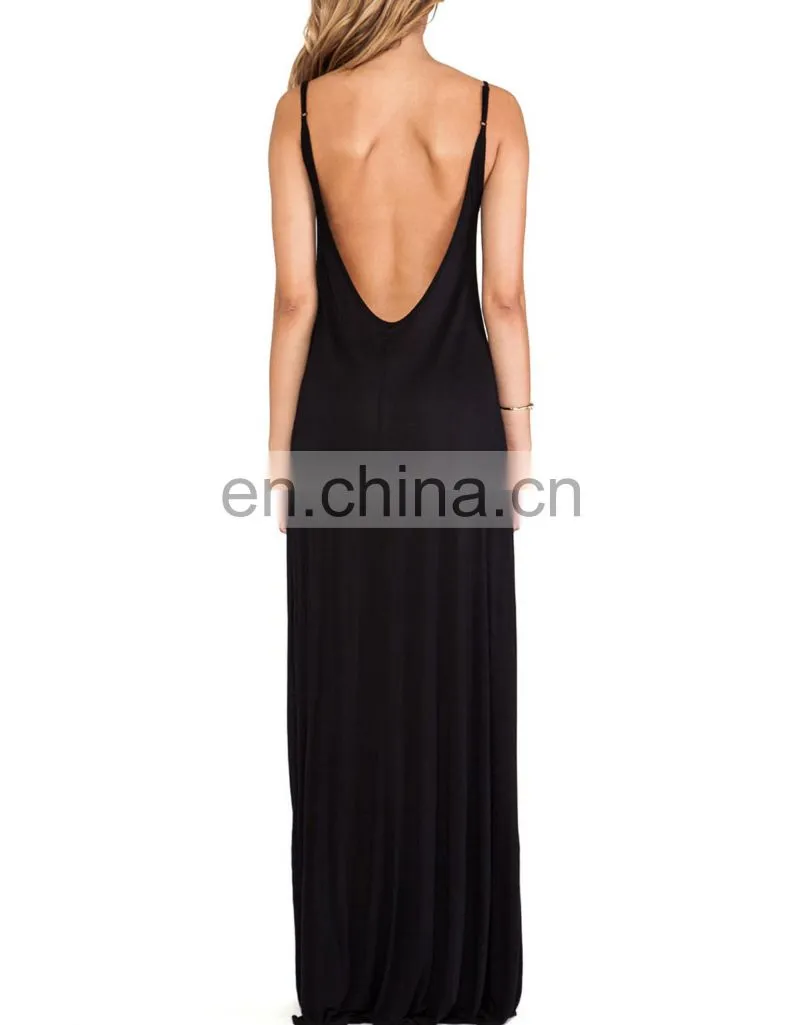 CHEFON Happy face deep back cut out maxi dress