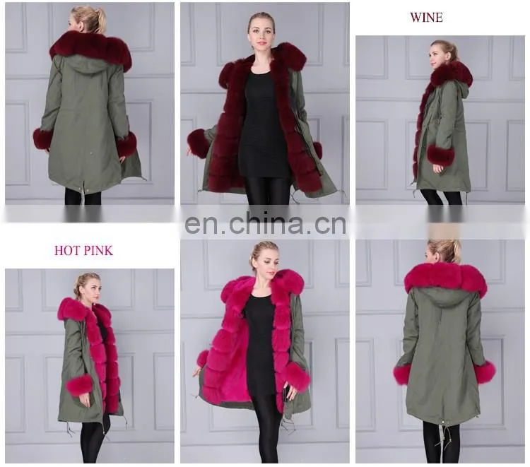 Couple style fashion long natural fur coat fur trim