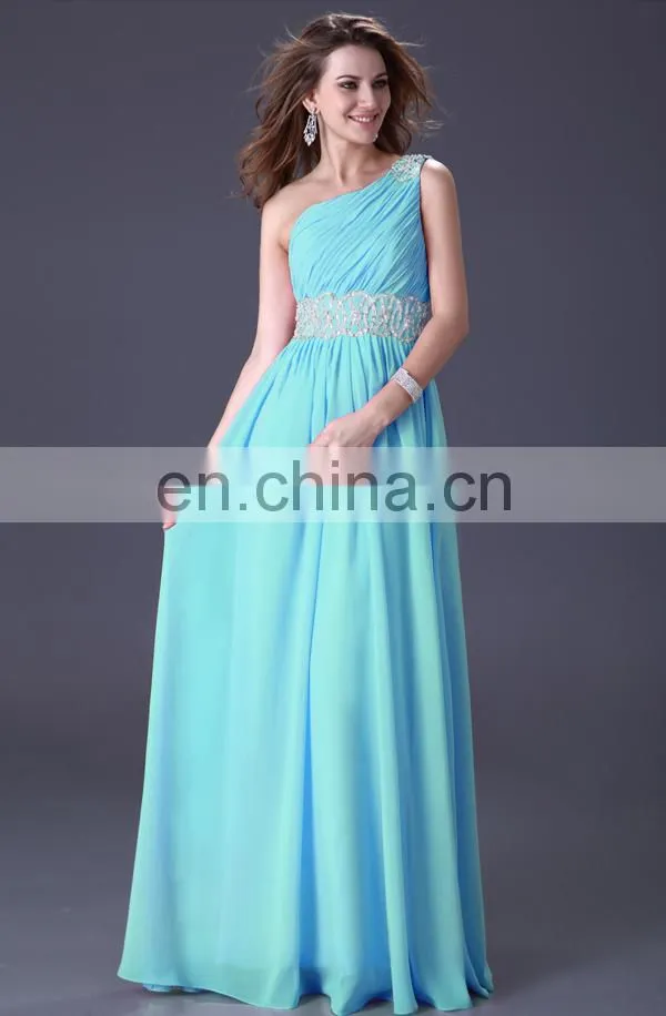 Grace Karin Latest Design One Shoulder Chiffon Ladies Long Evening Party Wear Gown CL3410-1#