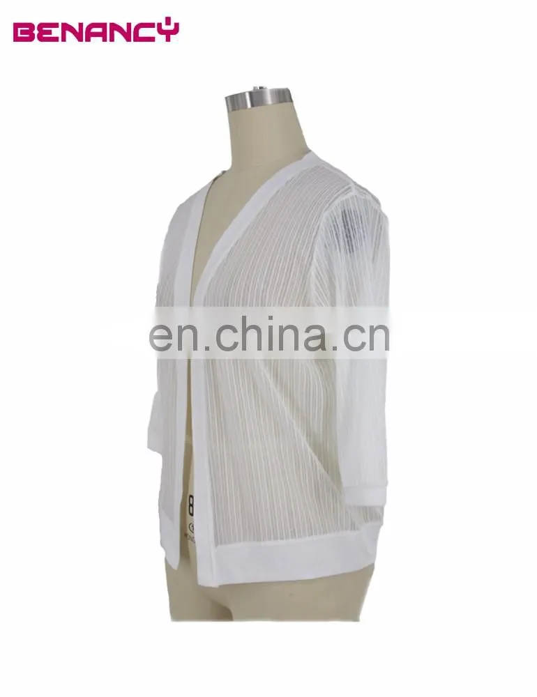 Stripe Jacquard Lace Woman Short Cardigan Bolero