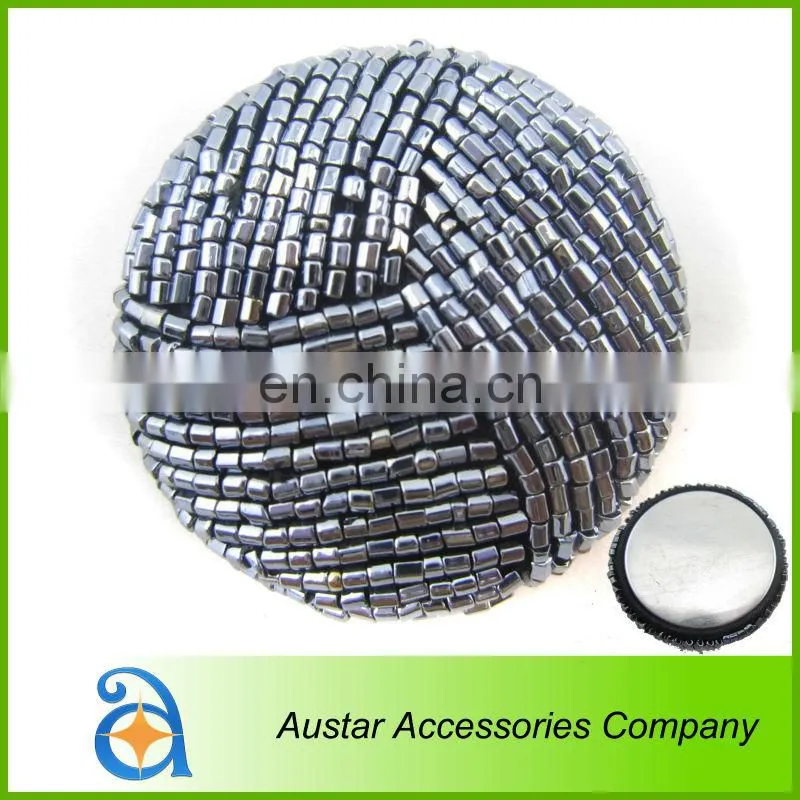Black beads handmade decorative button