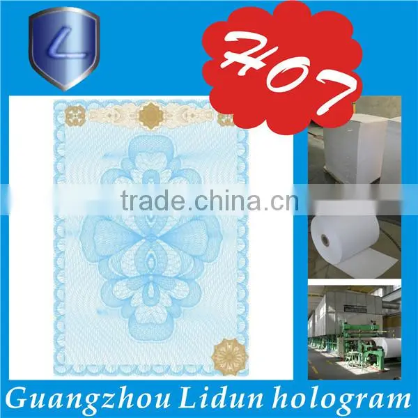 Security thread watermark paper & cotton fiber paper
