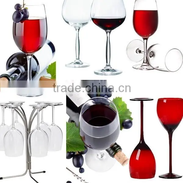 Handmade mouth blown long stem transparent wine bottle glass