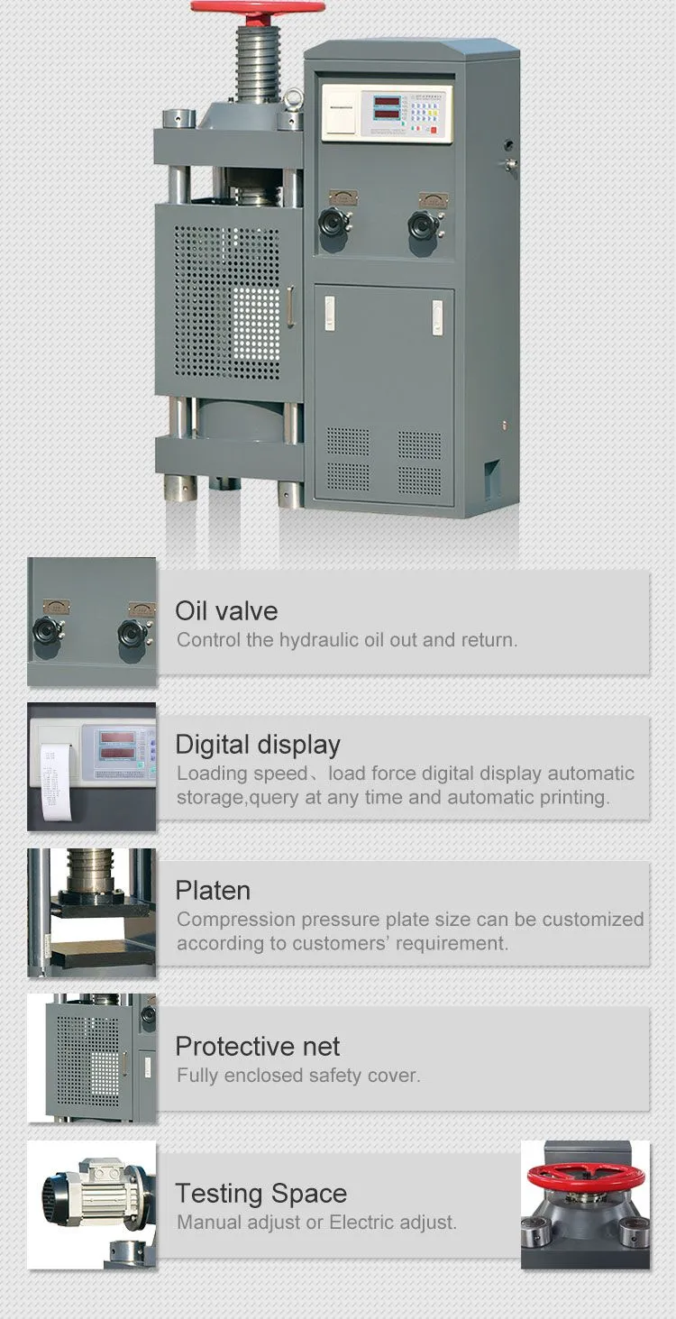 New Design Microcomputer Tester China Compression Testing Concrete Compressive Strength Machine