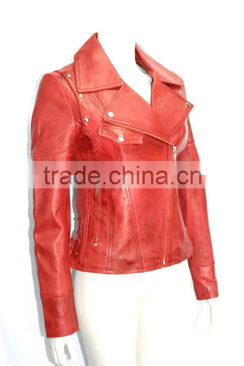 Red indian vintage motorcycle leather jacket