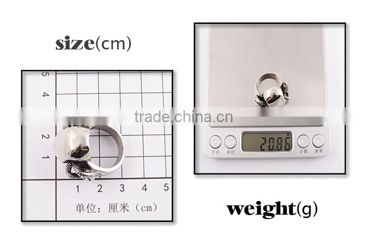 Rings for men stainless steel silver ring with skull bone