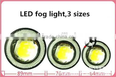 2015 guangzhou 12v 10w 3.5 inch LED fog light lamp projector lens with yellow red white blue angle eyes evil eyes