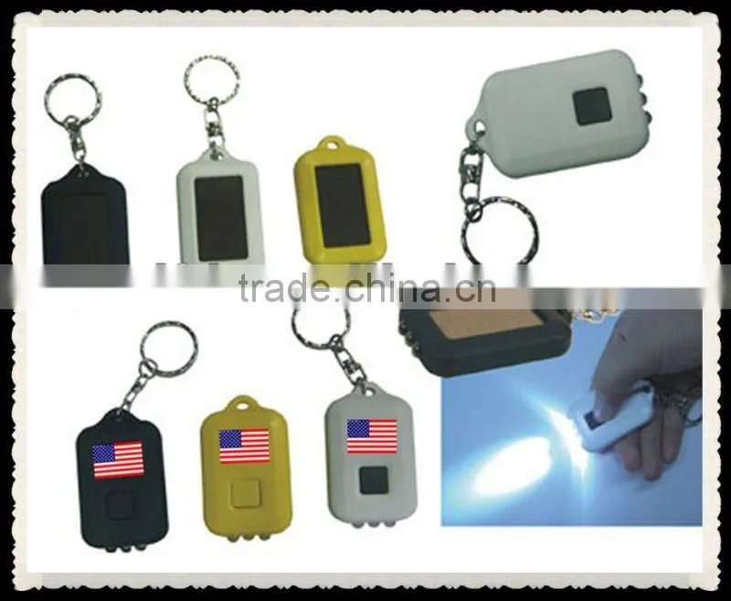 2015 cheap plastic led solar power keychain
