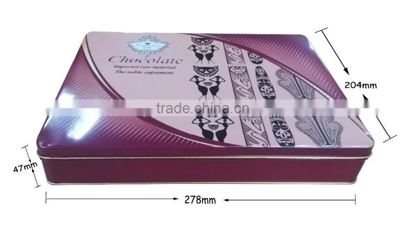 high quality elegant empty chocolate tin box