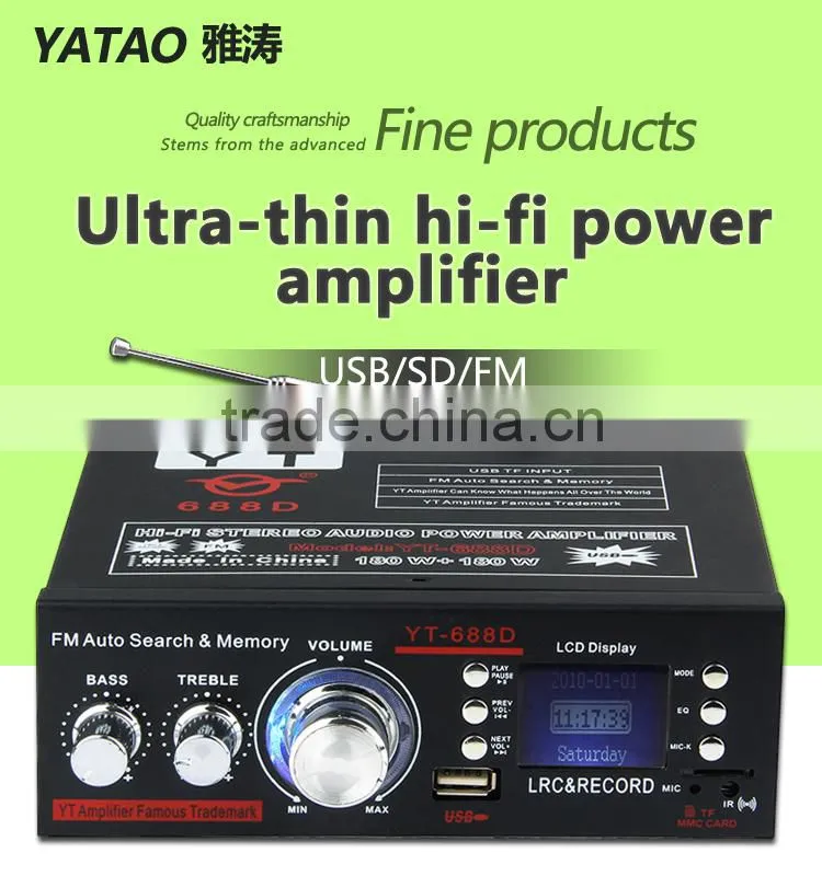 12V 2 channel amplifier YT-688D with usb/tf