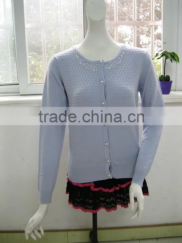 12GG knitting wear, lady special jacquard casual sweater cardigan