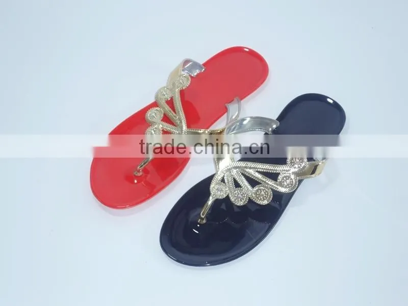 2015 Crystal jelly pvc slipper flip flop shoes for lady pvc slipper