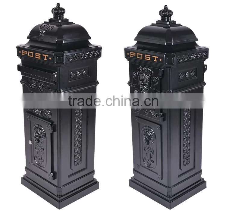 The Most Popular Style In Europe High Hardness Black Free Standing Residential Decorative Mail Boxes From China