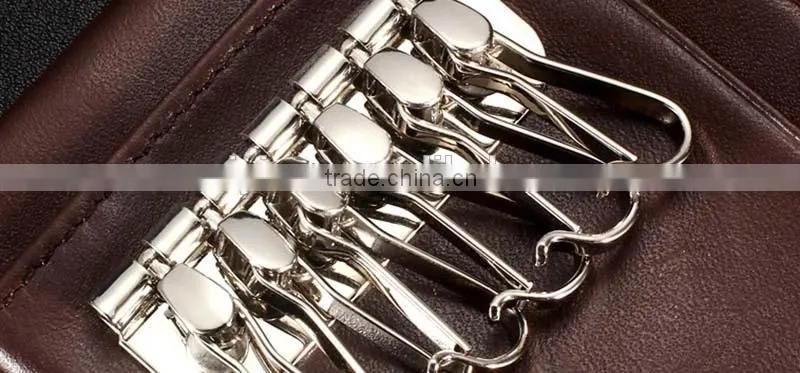 Multifunction high quality brown leather key wallet with card holder