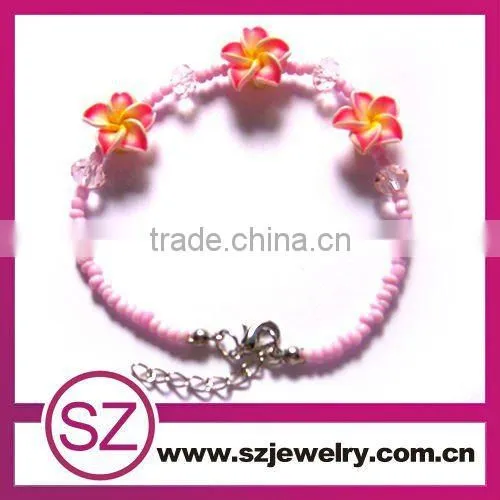 Popular polymer clay tear drop flower pattern dangle earring