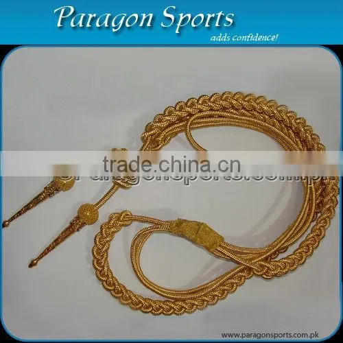 Military Uniform Aiguillette | Double Tip Gold Wire & Silk Uniform Aiguillette