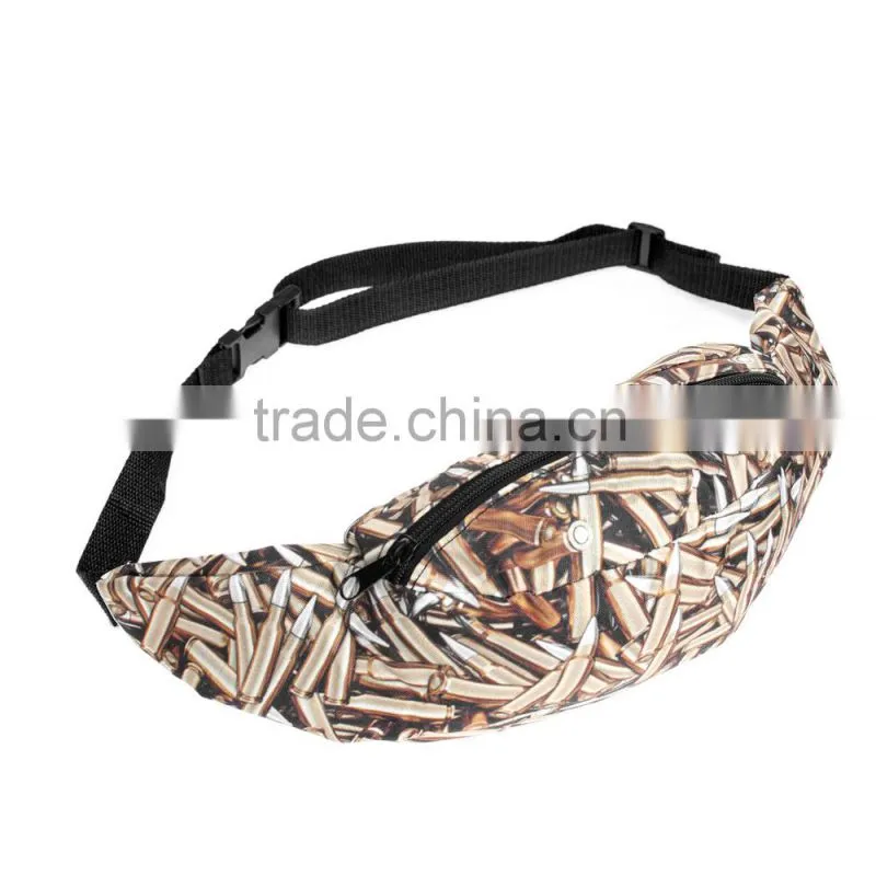 fashion runner waist pack 3d print black belt waist bag high quality wholesale wearable belt bag with zippers of pouch purses