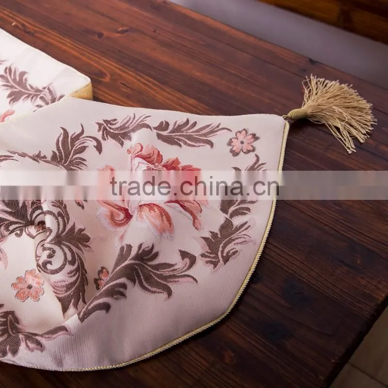 PLUS Classic Embroidery Tassel Dining Table Runners with Sequined Lace