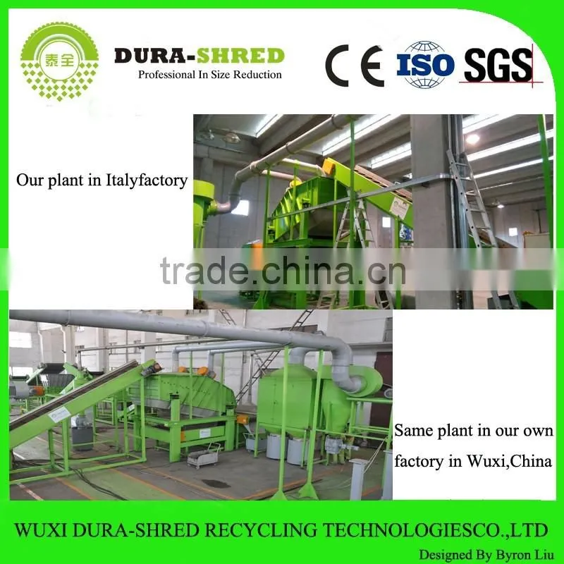 Dura-shred special designed tires and wood shredder machine