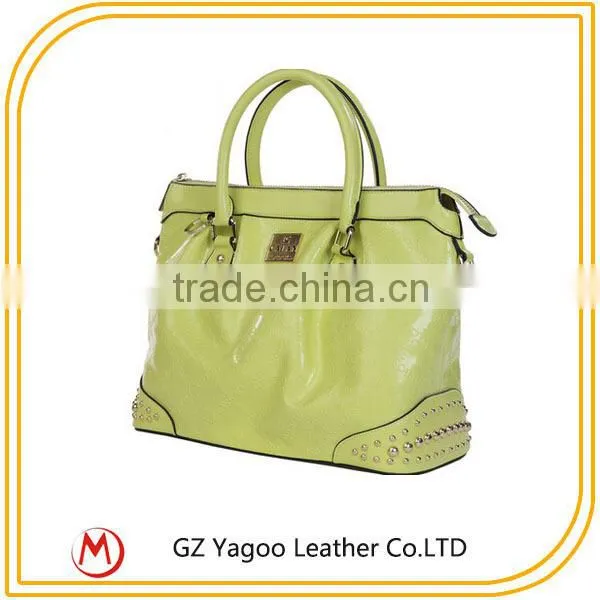 HIGH quality women leather tote rivet bag guangzhou handbag factory