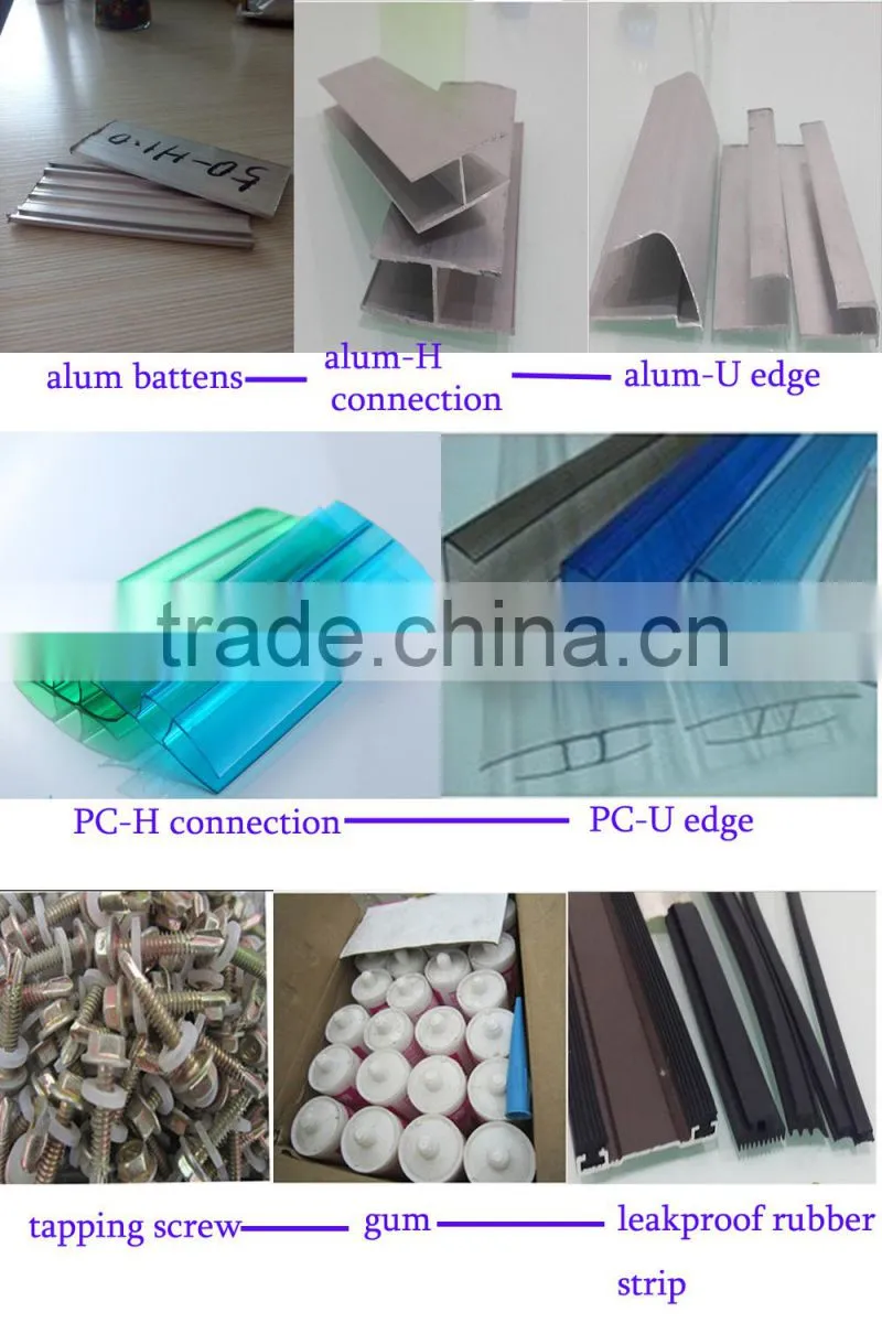 UV protection lightweight roofing materials polycarbonate hollow sheet balcony cover sheet