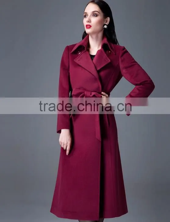 long pattern elegant wool coat for women