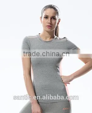 New design for women running set with polyester and spandex /Gym wear/pants and T-shirt