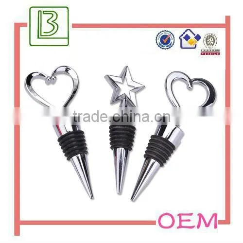 Hot Sale Heart Shape Zinc Alloy Metal Bottle Stopper