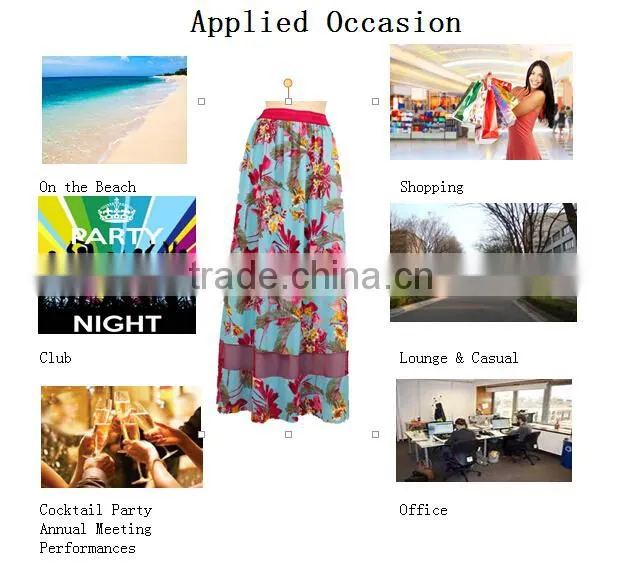 floral print latest skirt design pictures long skirt apparel for 18-45 years old women
