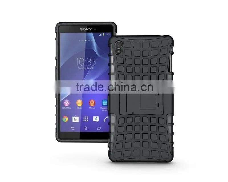 Dual Layer Tough Rugged Kickstand Hybrid Heavy Duty Armor Shockproof Case For Sony Z3
