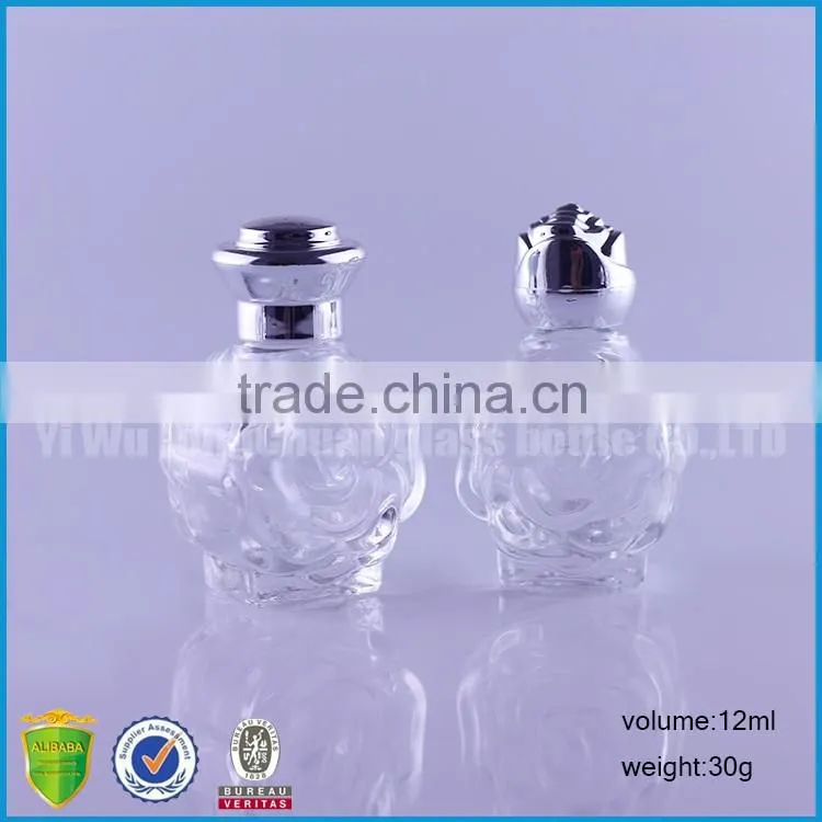 Skull Round Rose Oblate Empty E liquid Glass Bottles 12ml with Airtingt Aluminum Cap