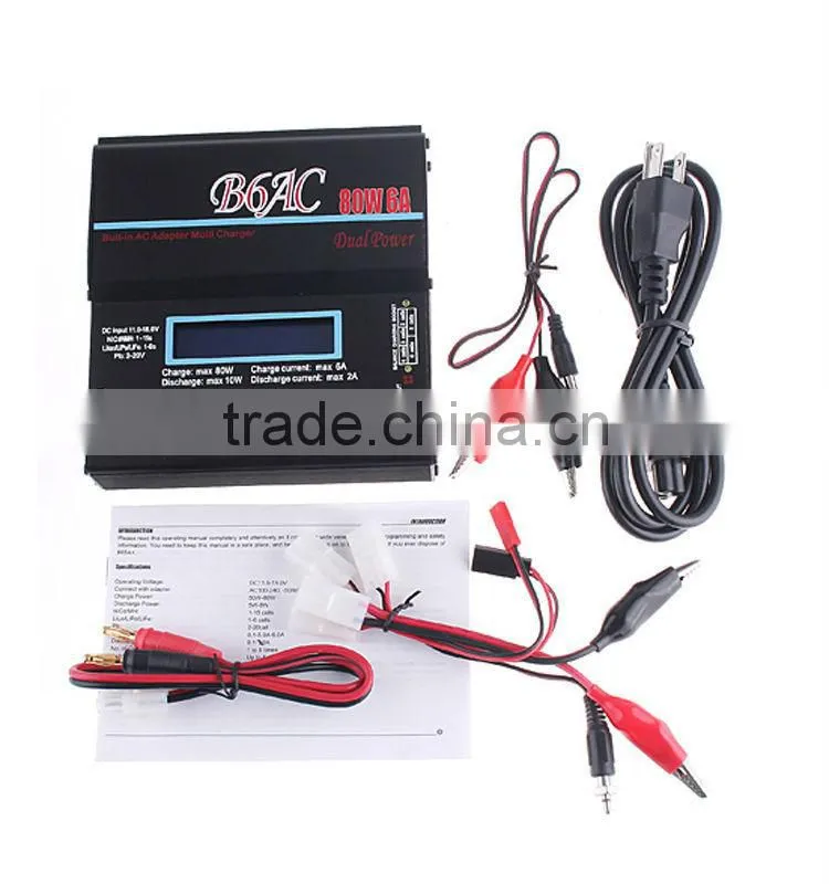 B6AC 80W 6A NiCd/MH/LiLo/LiFe/Pb RC Battery Balance Charger