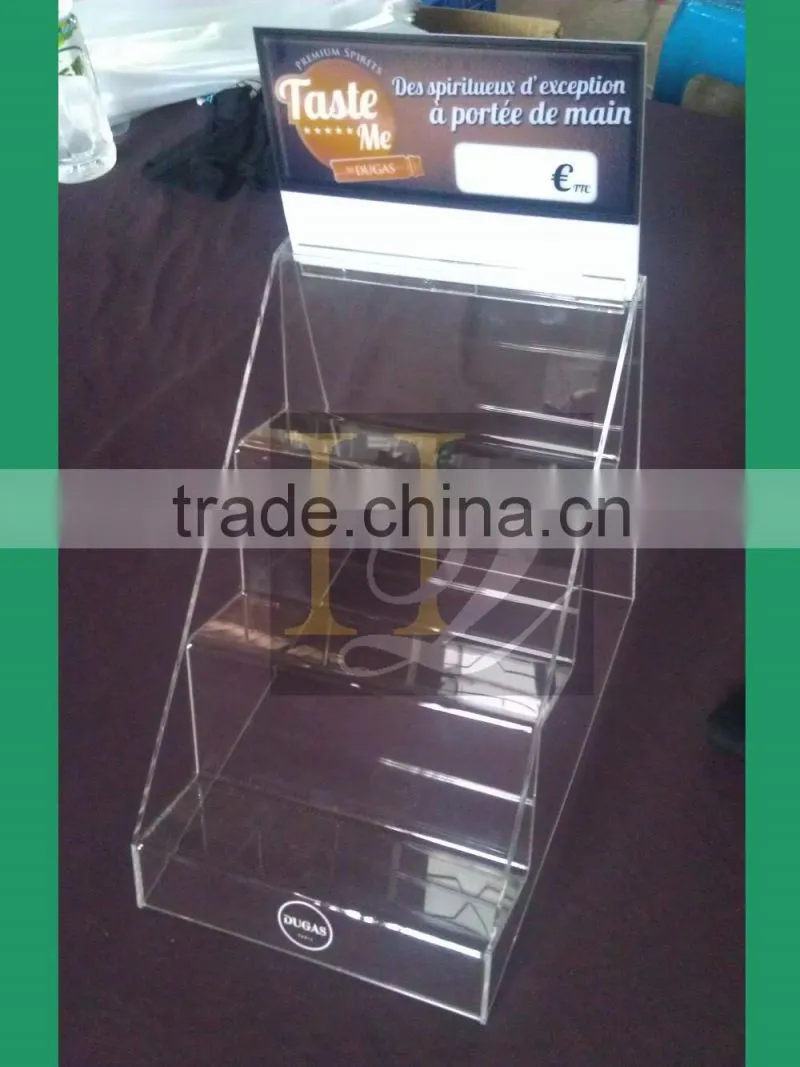 custom 3 tier acrylic makeup display stand/3 step cosmetic display rack