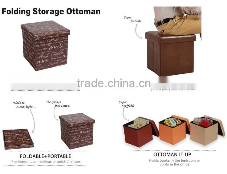 furniture promotional wooden seat cube leather folding stool