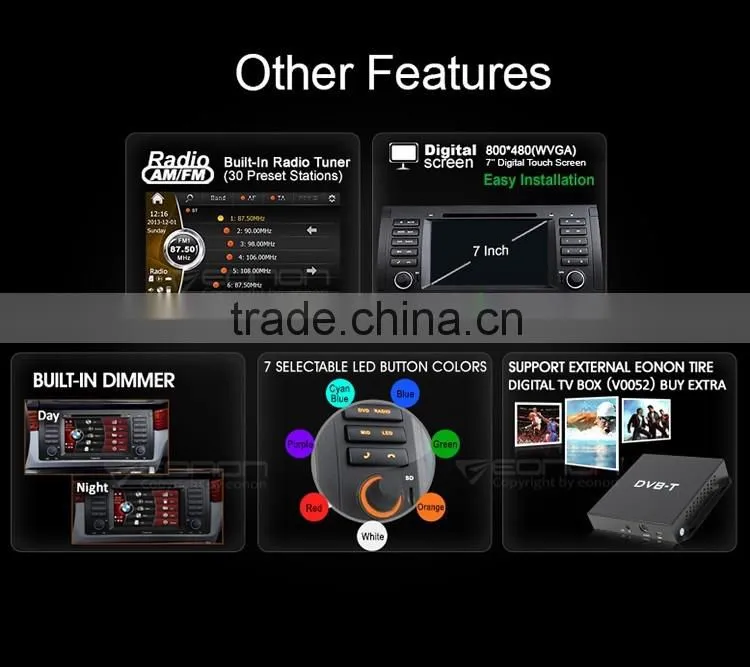 EONON D5166Z 7" Digital Touch Screen Car DVD Player with Built-in GPS For BMW E39