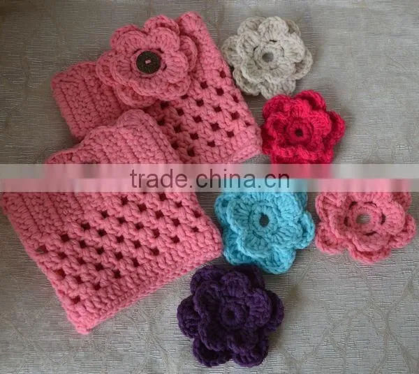 varies colors flower crochet patterns for knitted leg warmers