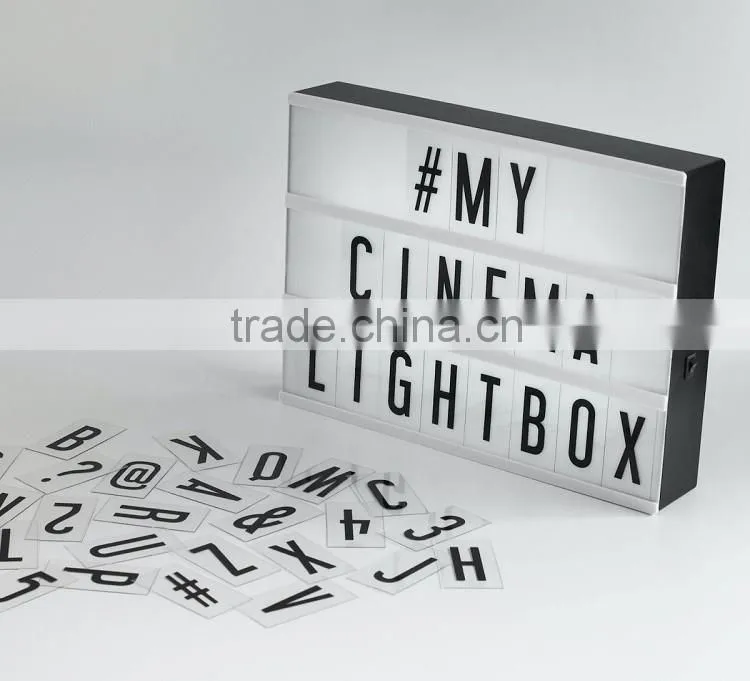 A4 size 3 line battery powered plastic cinema light box with 85 A-Z letters and symbols
